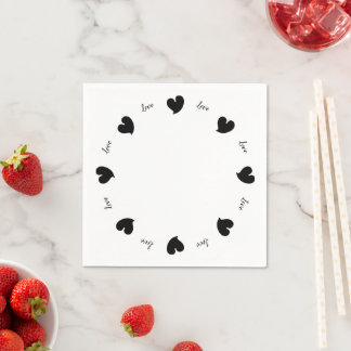 Guardanapo De Papel Corações Sinceros Preto - Texto Personalizado