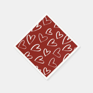 Guardanapo De Papel Corações Vermelho e Branco