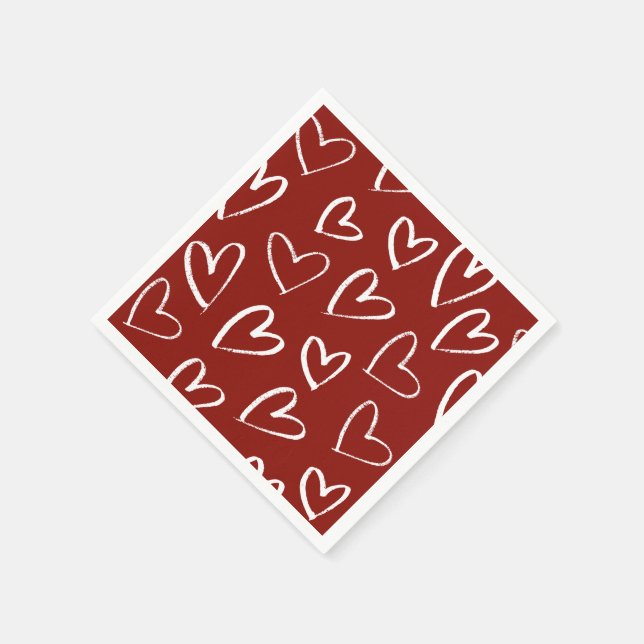 Guardanapo De Papel Corações Vermelho e Branco (Canto)