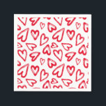 Guardanapo De Papel Corações Vermelhos<br><div class="desc">Corações vermelhos desenhados à mão cobrem esses guardanapos de papel branco,  perfeitos para chá de noiva,  casamentos,  festa de aniversário,  dia dos namorados ou qualquer ocasião especial.</div>