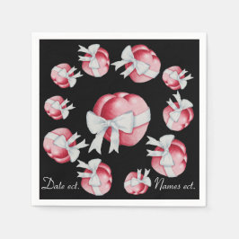 Guardanapo De Papel Corações vermelhos amarrados com arcos brancos par