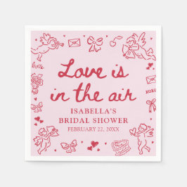 Guardanapo De Papel Corações Vermelhos e Rosas Desenhados à Mão Chuvei