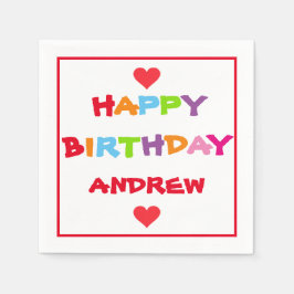 Guardanapo De Papel Corações Vermelhos Festa de aniversário Personaliz