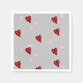Guardanapo De Papel Corações vermelhos nas cinzas