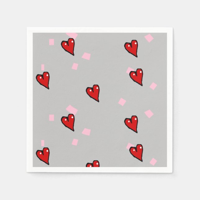Guardanapo De Papel Corações vermelhos nas cinzas (Frente)