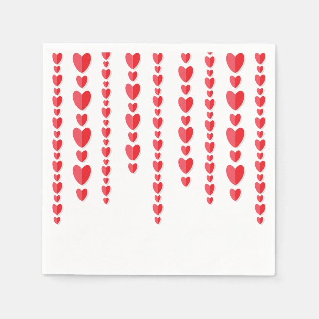 Guardanapo De Papel Corações Vermelhos Valentines Fofos (Frente)