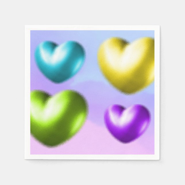 Guardanapo De Papel Corações Vibrantes Napkins (Frente)