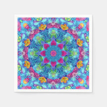 Corações Violeta e Azul Vintagem Fractal Caleidosc