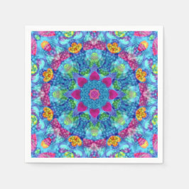 Guardanapo De Papel Corações Violeta e Azul Vintagem Fractal Caleidosc