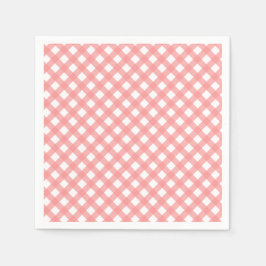 Guardanapo De Papel Coral Pink Gingham Paper Napkins