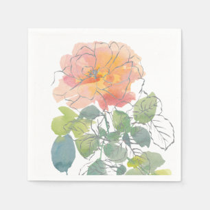 Guardanapo De Papel Coral Rosa Floral Aquarela