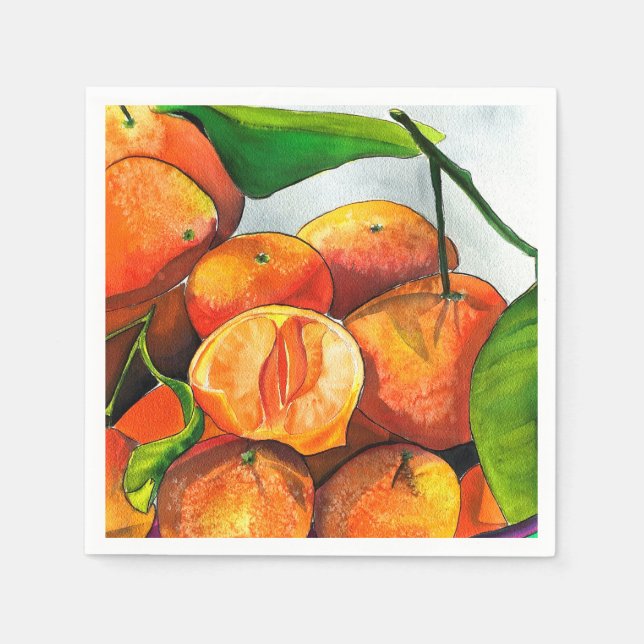Guardanapo De Papel Corante laranja-tangerina fruta (Frente)