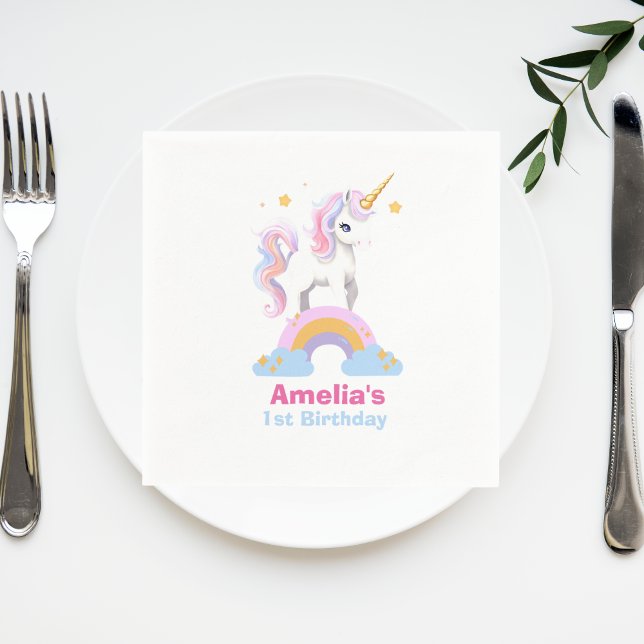 Guardanapo De Papel Corante mágico e bonito Rainbow Unicorn Aniversári (Criador carregado)