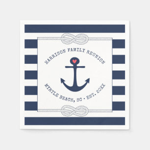 Guardanapo De Papel Corda de Âncora Náutica Listras Azul Marinho Reuni