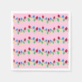 Guardanapo De Papel Cordas de Natal Festivas Luzes cor-de-rosa