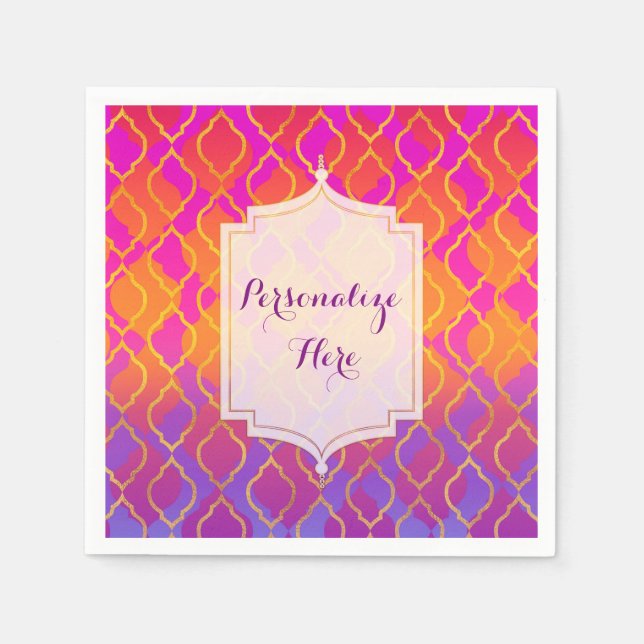 Guardanapo De Papel Cores Brilhantes Festa Árabe Marroquina Glam India (Frente)