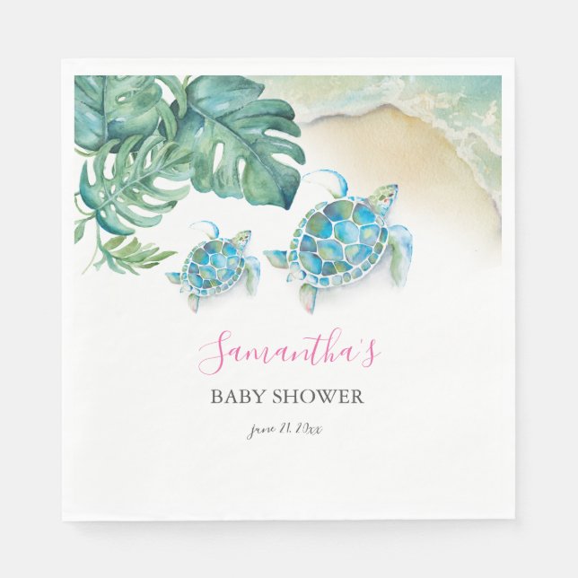 Guardanapo De Papel Cores de Água da Tartaruga Tropical (Frente)