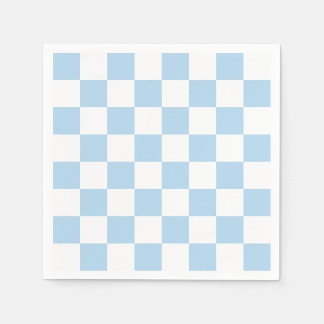 Guardanapo De Papel Cores DIY - Padrão Xadrez Azul Claro e Branco (Frente)