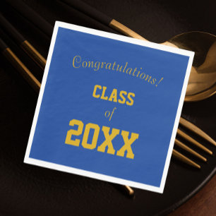 Guardanapo De Papel Cores Escolares Azul Real e Dourado Graduação