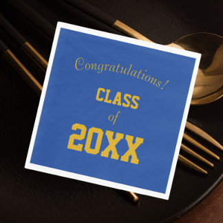 Guardanapo De Papel Cores Escolares Azul Real e Dourado Graduação