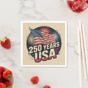 Guardanapo De Papel Cores Vintage Bandeira Americana 250 Anos EUA