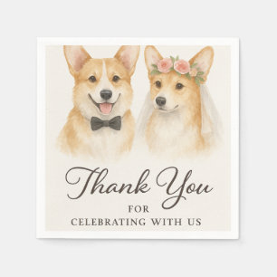 Guardanapo De Papel Corgi Aquarela Casamento Obrigado
