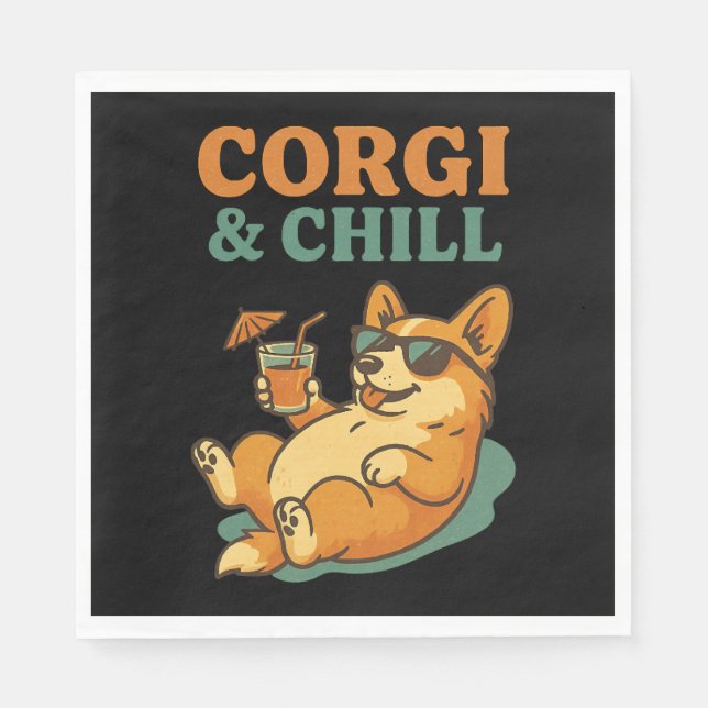 Guardanapo De Papel Corgi e Chill (Frente)