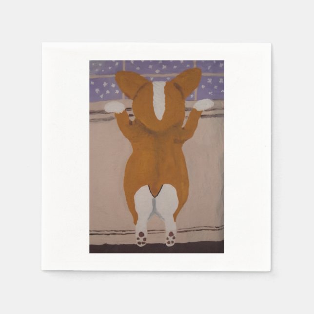 Guardanapo De Papel Corgi looking out window (Frente)