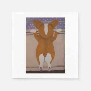 Guardanapo De Papel Corgi olhando pela janela