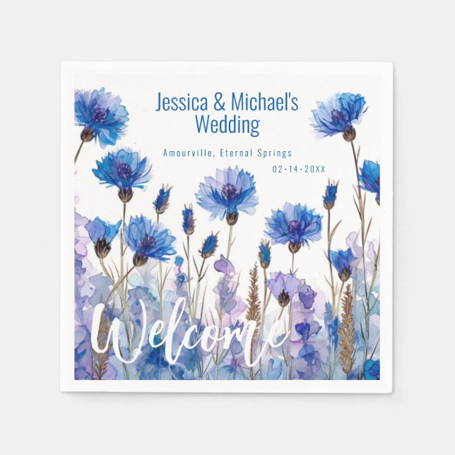 Guardanapo De Papel 💍 Cornflower e Elegância Lavanda (Frente)