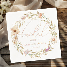 Guardanapo De Papel Coroa boho elegante, letra manuscrita Chá de Noiva