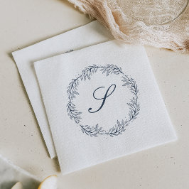 Guardanapo De Papel Coroa de Casamento em Azul Índigo com Monograma em
