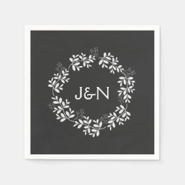 Guardanapo De Papel Coroa de Folhas Rústicas Casamento Personalizado M