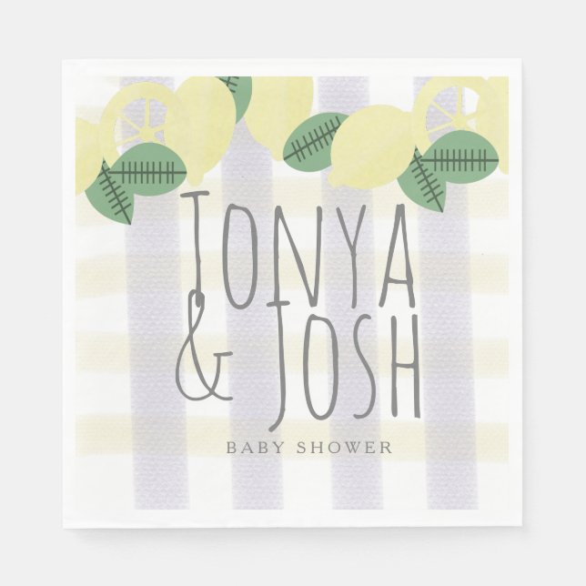 Guardanapo De Papel Coroa de limão moderno cítrico amarelo cinza (Frente)