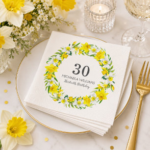 Guardanapo De Papel Coroa de Narcisos Amarelos e Brancos Aniversário d