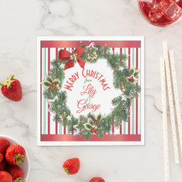 Guardanapo De Papel Coroa de Natal de Sempre Verde Vermelha e Verde