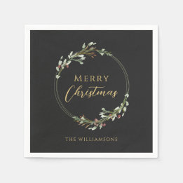 Guardanapo De Papel Coroa de Natal Minimalista Personalizada Feliz Nat