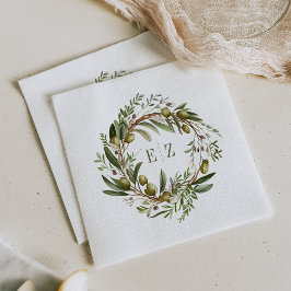 Guardanapo De Papel Coroa de Oliveiras Aquarela Rústica Casamento