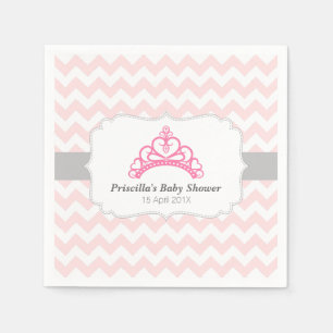 Guardanapo De Papel Coroa de Princesa, Chevron Rosa, Chá de Bebê Menin