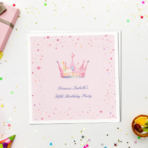 Guardanapo De Papel Coroa de Princesa Rosa Pastel Aniversário de Menin