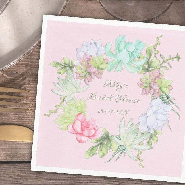 Guardanapo De Papel Coroa de Verdes Suculentas para Chá de Noiva (Criador carregado)