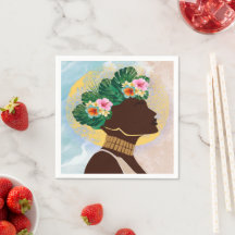 Coroa Floral de Mulher Americana Africana