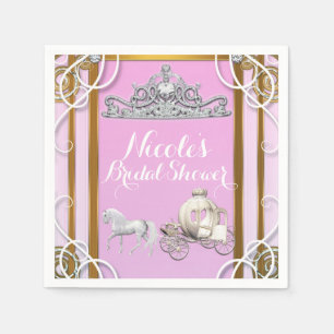 Guardanapo De Papel Coroa Princesa Ouro Rosa e Carruagem Festa Sweet 1