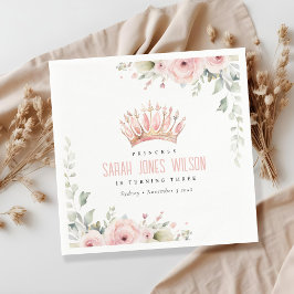 Guardanapo De Papel Coroa princesa rosa e bonita Tiara Aniversário Flo