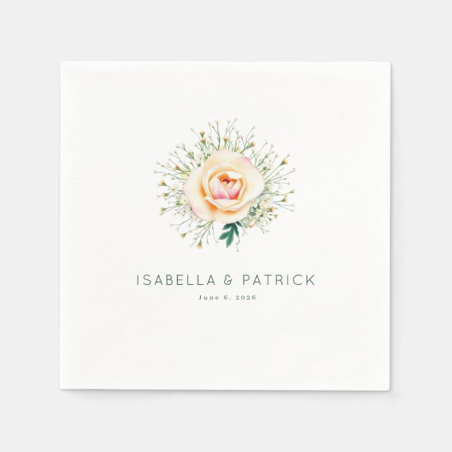Guardanapo De Papel Coroa Romântica de Flores de Pessegueiro (Frente)
