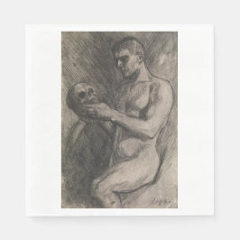 Guardanapo De Papel Corpo de um Homem Segurando o Crânio (por Albert E