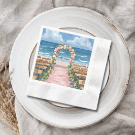 Guardanapo De Papel Corredor de Casamento na Praia Floral Aquarela