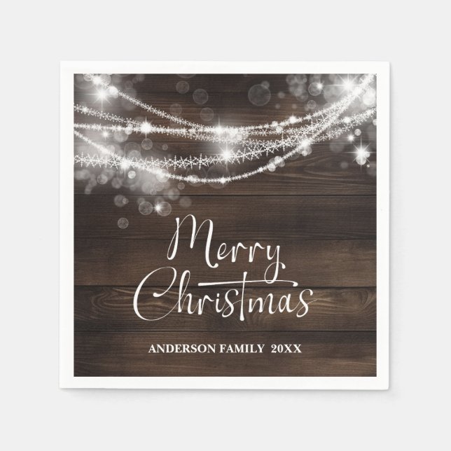 Guardanapo De Papel Corrente de Cordas Luz Madeira Natal (Frente)