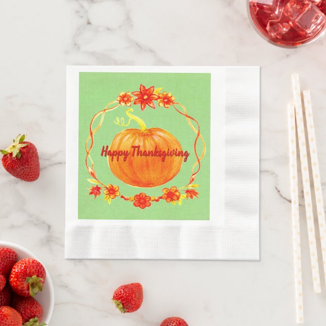 Guardanapo De Papel Correspondência de Ação de Graças Aquarela Pumpkin (Insitu)