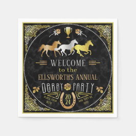 Guardanapo De Papel Corrida de Cavalo Derby Day Party Art Deco Black
